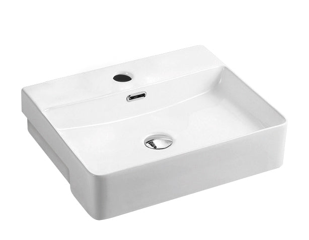 Riff Semi-recessed Rectangular Basin - White