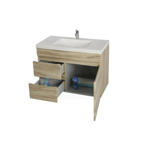 Berge Slim Wall Hung Vanity White Oak (750 x 350mm)