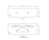 Bondi Wall Hung Fluted Vanity Curve 1500mm - White drawing taphole