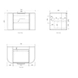 Bondi Wall Hung Fluted Vanity Curve 750mm - White drawing