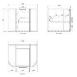 Bondi Wall Hung Vanity Curve 600mm - Black Oak drawing