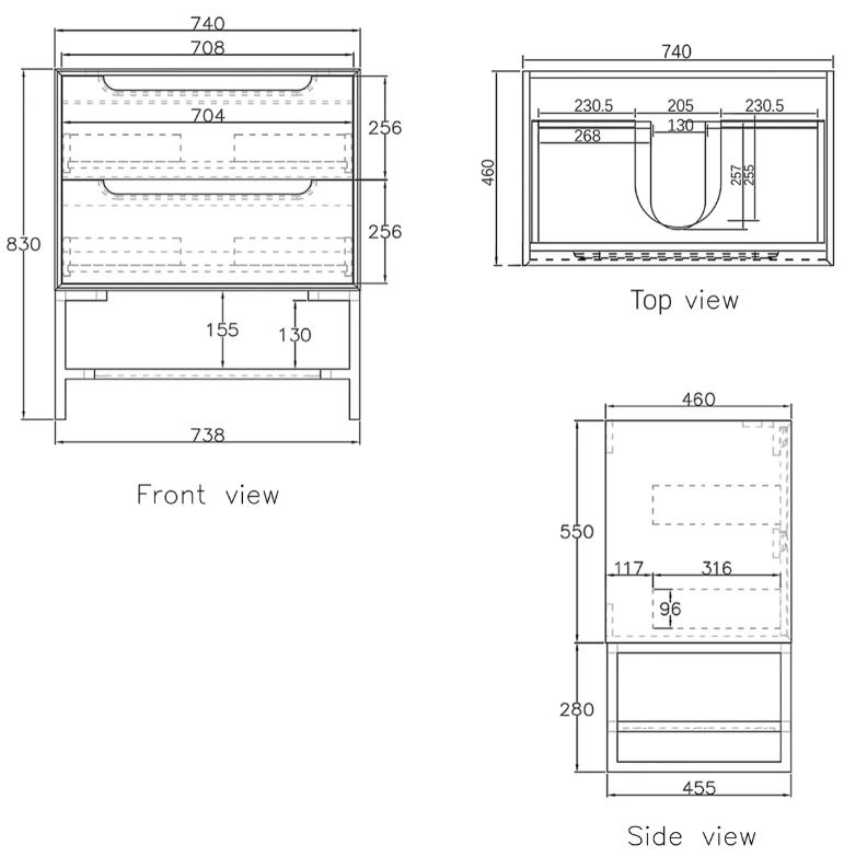 Byron Vanity 750mm - Wood Grain Oak