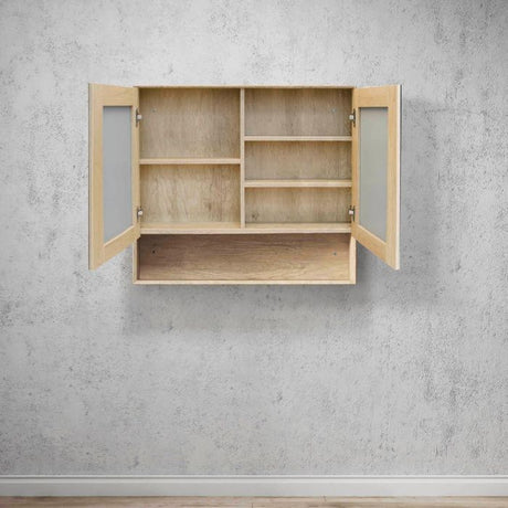mounted open Byron Shaving Cabinet 900mm - Wood Grain Oak