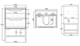 Byron Vanity 600mm - Wood Grain Oak drawing