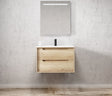 Wall hung mirror and wall hung Byron Vanity 750mm - Wood Grain Oak