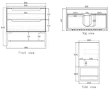 Byron Vanity 900mm - Wood Grain Oak drawing 