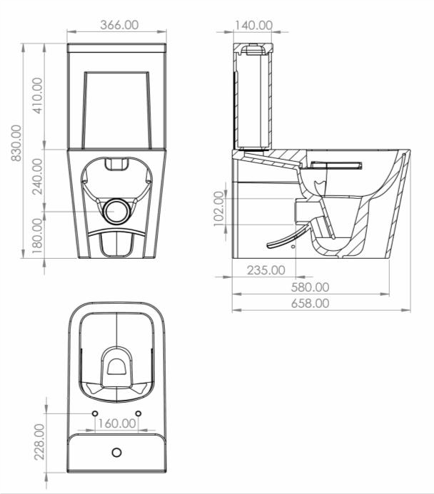 CASA Close Couple Toilet (Square)