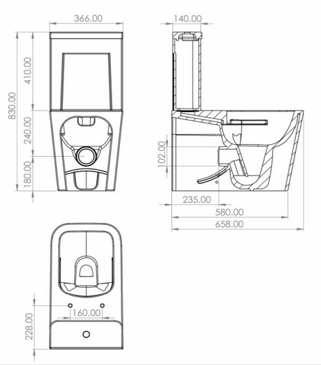 CASA Close Couple Toilet (Square)