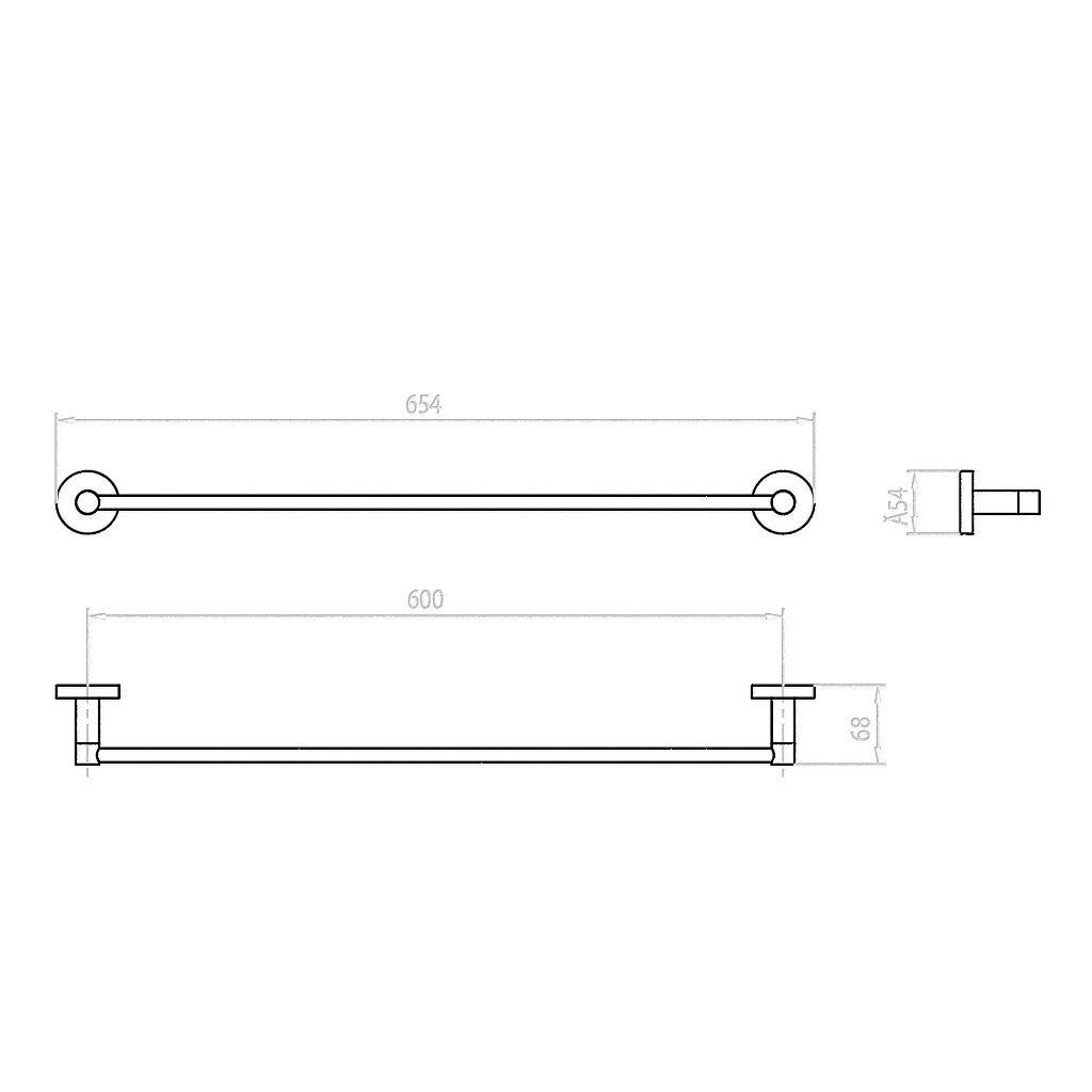 SYDNEY Single Towel Rail (Matte Black)