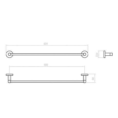 SYDNEY Single Towel Rail (Matte Black)