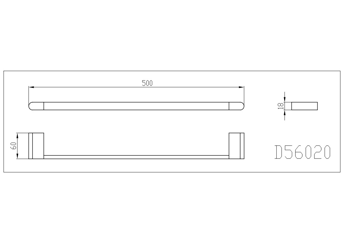 AVA Single Towel Rail 500mm