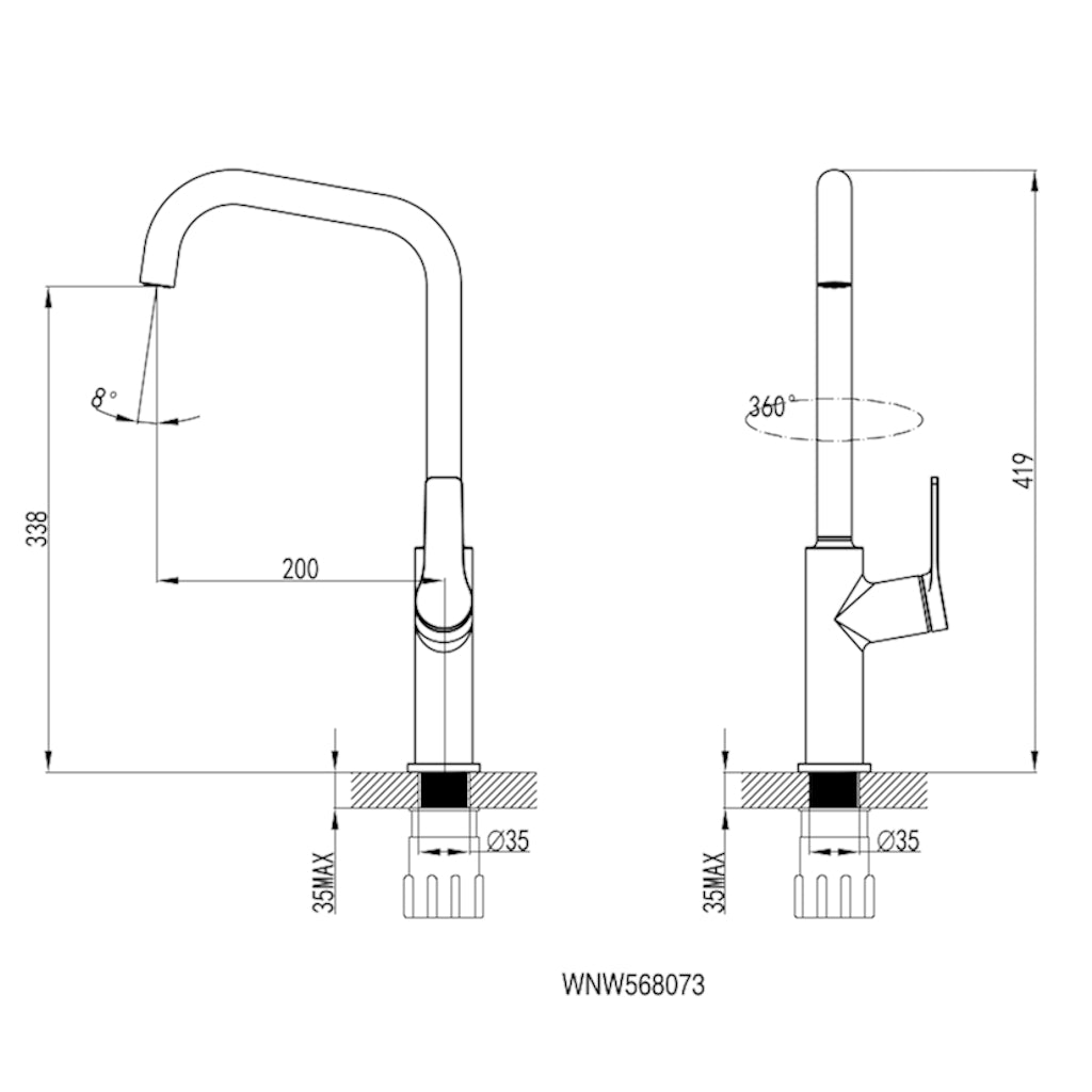 DORA Kitchen Mixer - Brushed Nickel