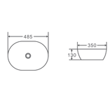 Evea Counter Top Basin Oval 485mm - White