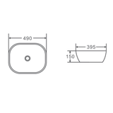 Evea Counter Top Basin Rect-Oval 490mm - White