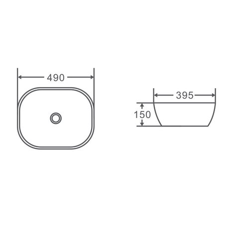 Evea Counter Top Basin Rect-Oval 490mm - White