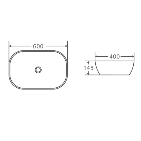 Evea Counter Top Basin Rect-Oval 600mm - White