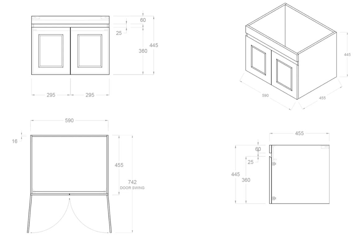 Hampton MKII Vanity 600mm - Matte White