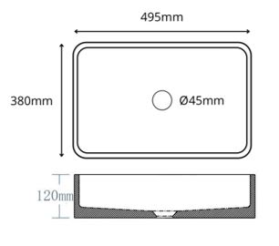 HARPER Rectangle Concrete Basin - Concrete