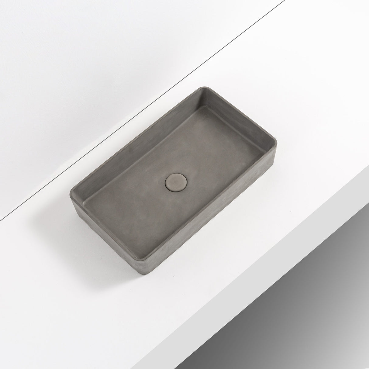 HARPER Long Rectangle Concrete Basin - Matte Grey