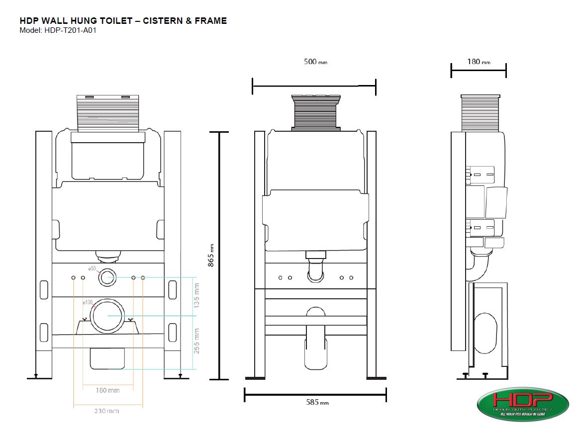 HDP Wall Hung Cistern & Frame