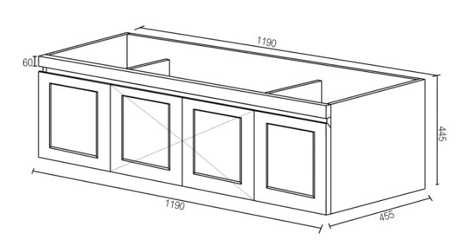 Hampton MKII Vanity 1200mm - Matte White drawing 