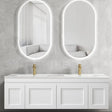 Bathroom with mounted mirrors and Hampton MKII Vanity 1500mm - Matte White