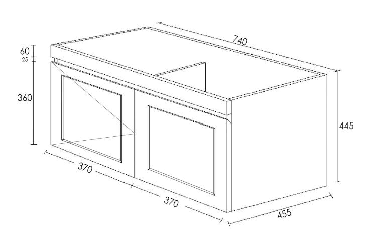 Hampton MKII Vanity 750mm - Light Grey drawing