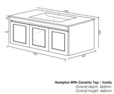 Hampton MKII Vanity 900mm - Matte White drawing