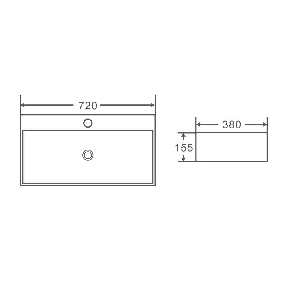 Kube Wall Hung Slim Rectangular Basin 720mm - White