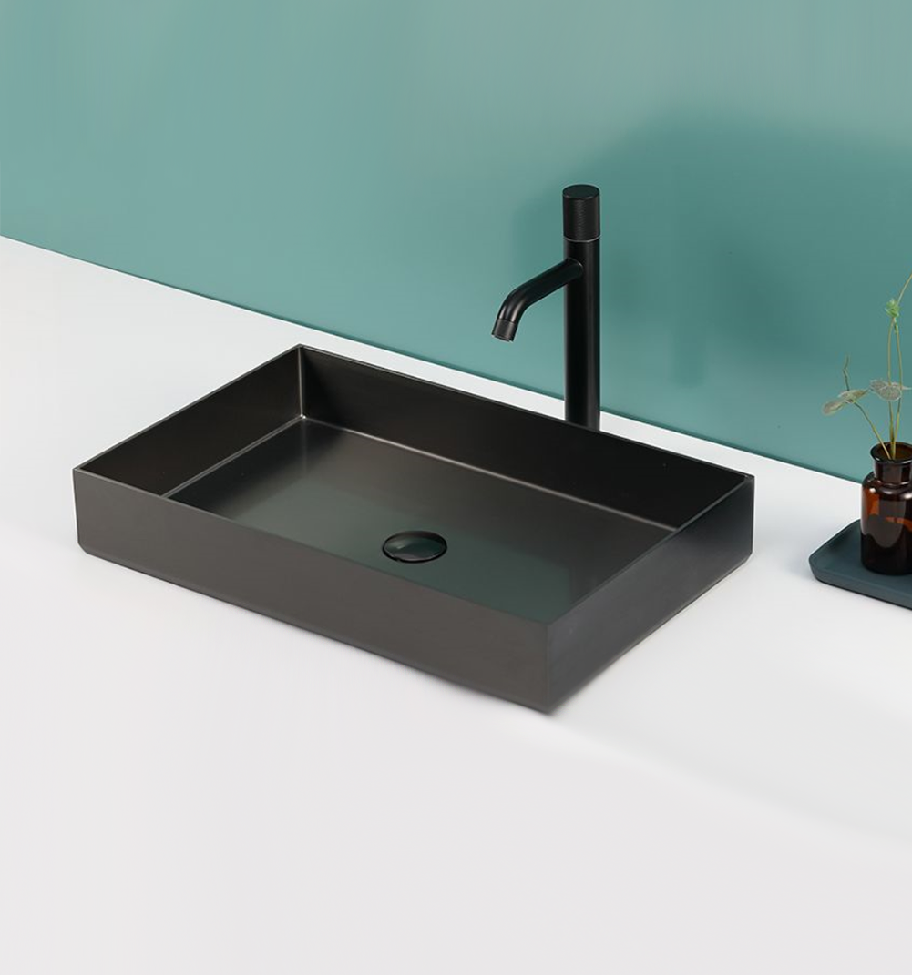 Zen Stainless Steel Counter Top Basin Rectangle - Gunmetal