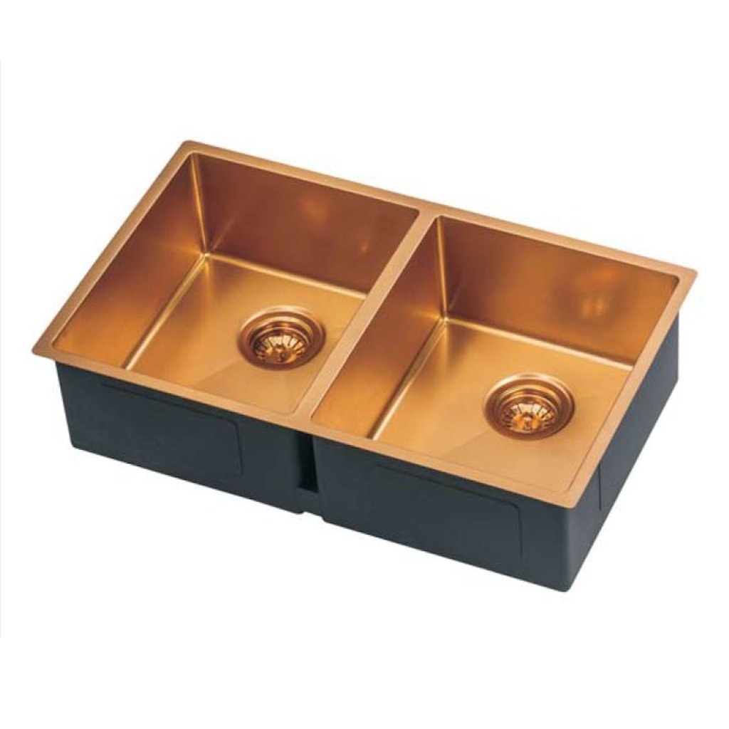 Zen Double Kitchen Sink 760mm Copper