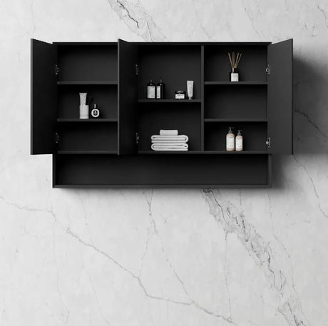 Open Marlo Shaving Cabinet 1200mm – Matte Black front view