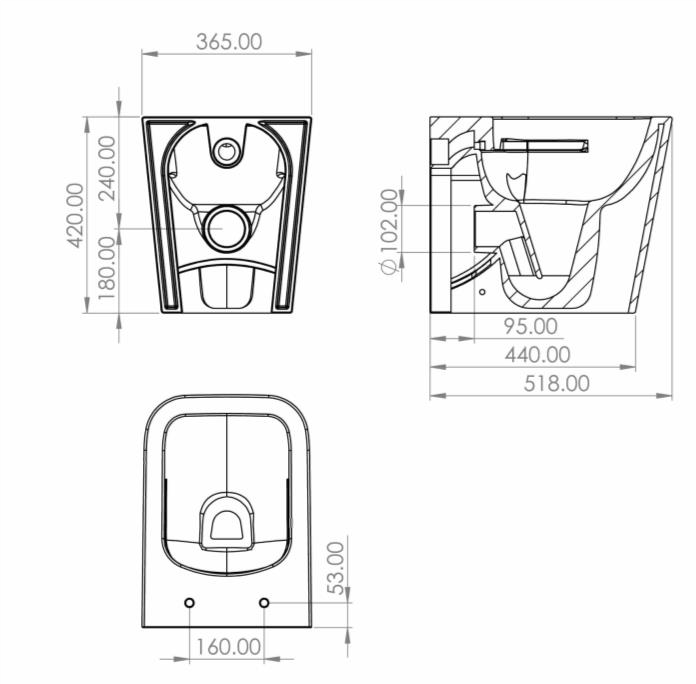 ANITA In Wall Toilet Pan (Square)