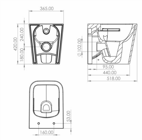 ANITA In Wall Toilet Pan (Square)