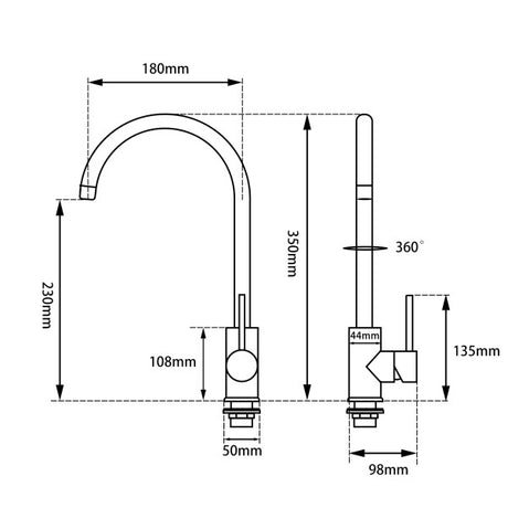 Pentro Standard Kitchen Mixer drawing details