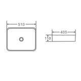 Qtro Rectangular Counter Top Basin 510mm - White