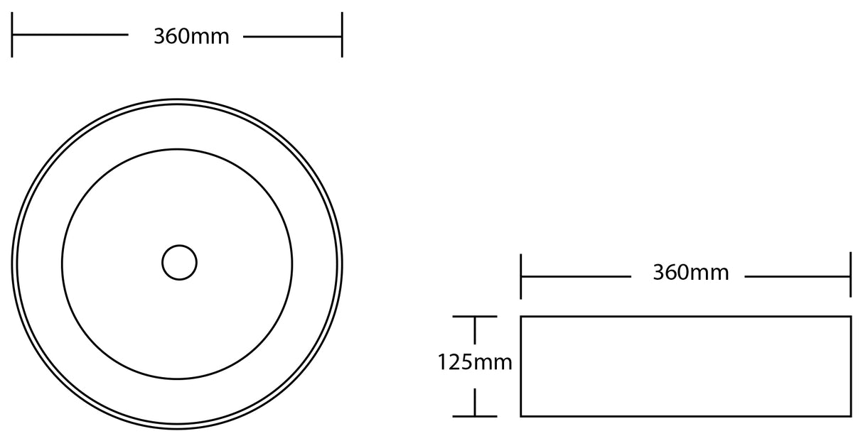 Round Ceramic Counter Top Basin 360mm - Matte White