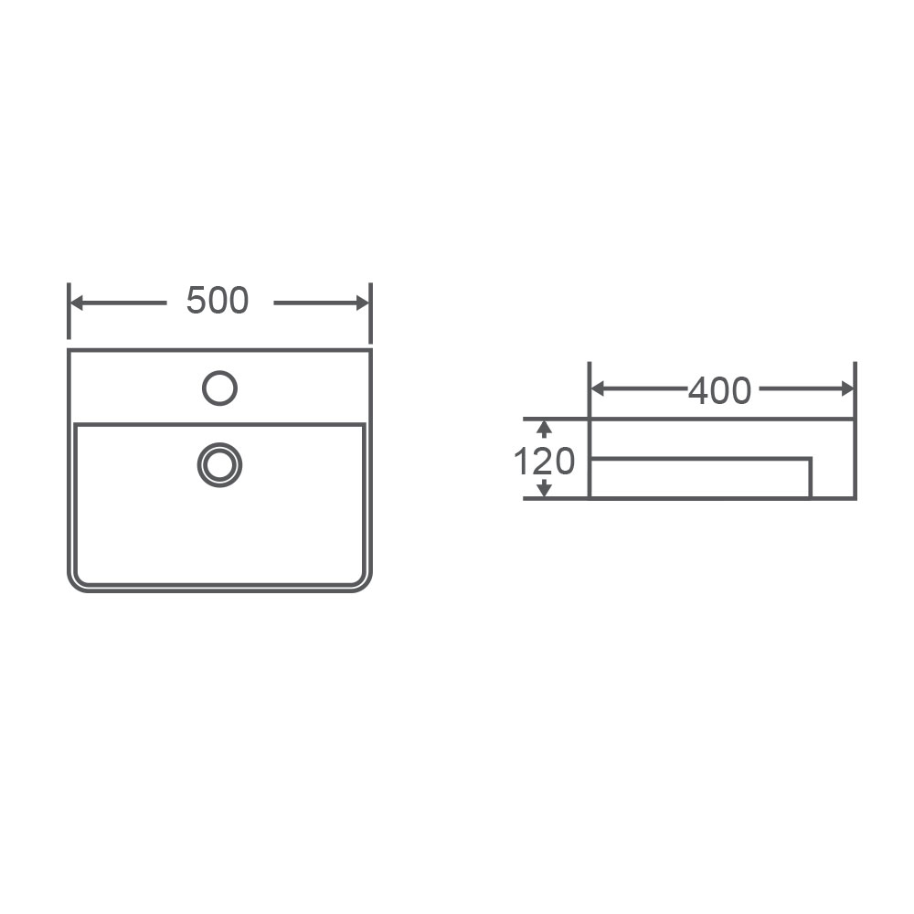 Riff Semi-recessed Rectangular Basin - White