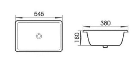 Rectangular Undermount Basin 545mm - Gloss White drawing