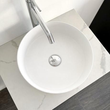Round Ceramic Counter Top Basin 360mm - Matte White top view