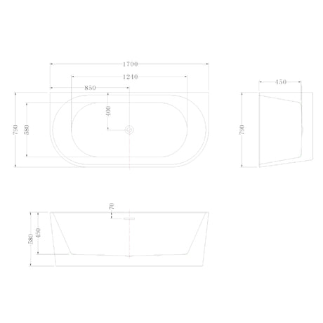 DONNA Freestanding Back to Wall Bath 1700mm