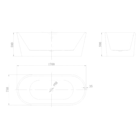 ISLA Freestanding Oval Bath 1700mm - No Overflow