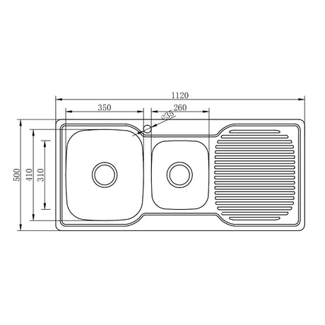 Paco 1 & 3/4 Bowl Kitchen Sink with Drainer 1120mm