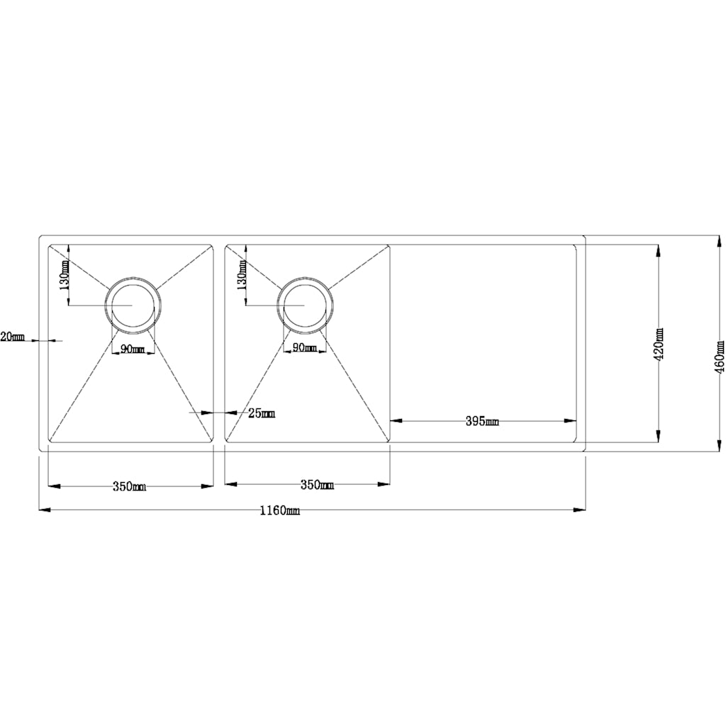 Zen Double Kitchen Sink with Drainer - Gunmetal