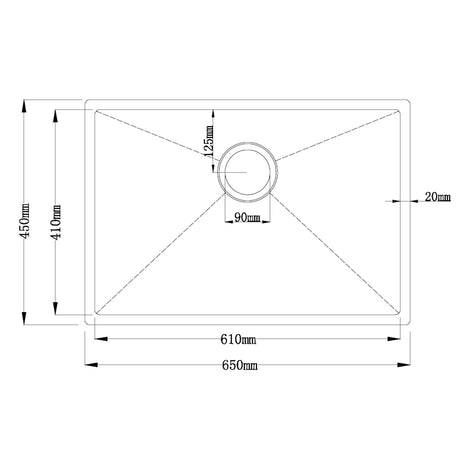 Zen Single Kitchen Sink 650m  - Stainless Steel