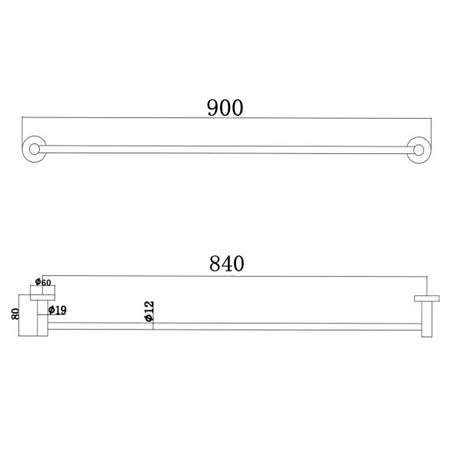 Pentro Stainless Steel Single Towel Rail (900mm)