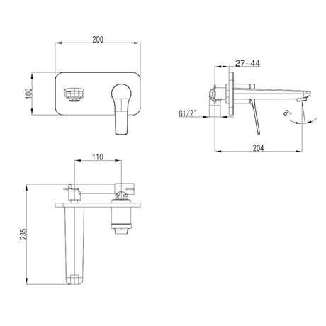 DORA Basin/Bath Mixer - Chrome & Black