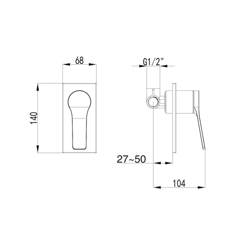 DORA Shower/Wall Mixer - Brushed Nickel