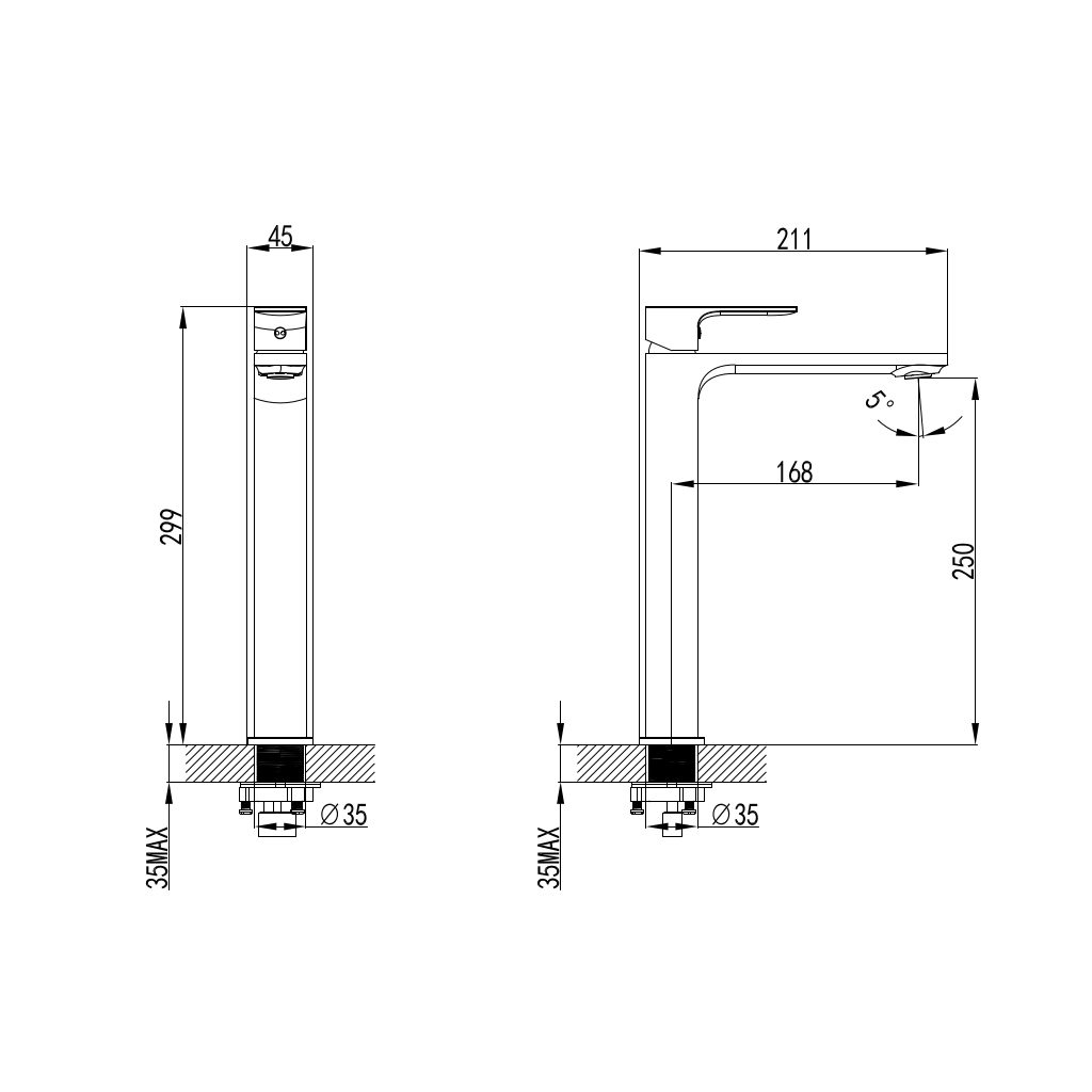 DOLPHIN Basin Tall Mixer Chrome