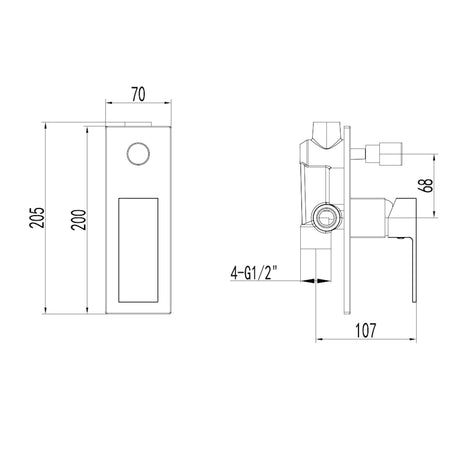 DOLPHIN Shower Mixer Diverter Chrome